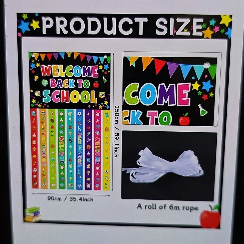 Colorful Welcome Back to School Door Banner 59.1 x 35.4 Inches